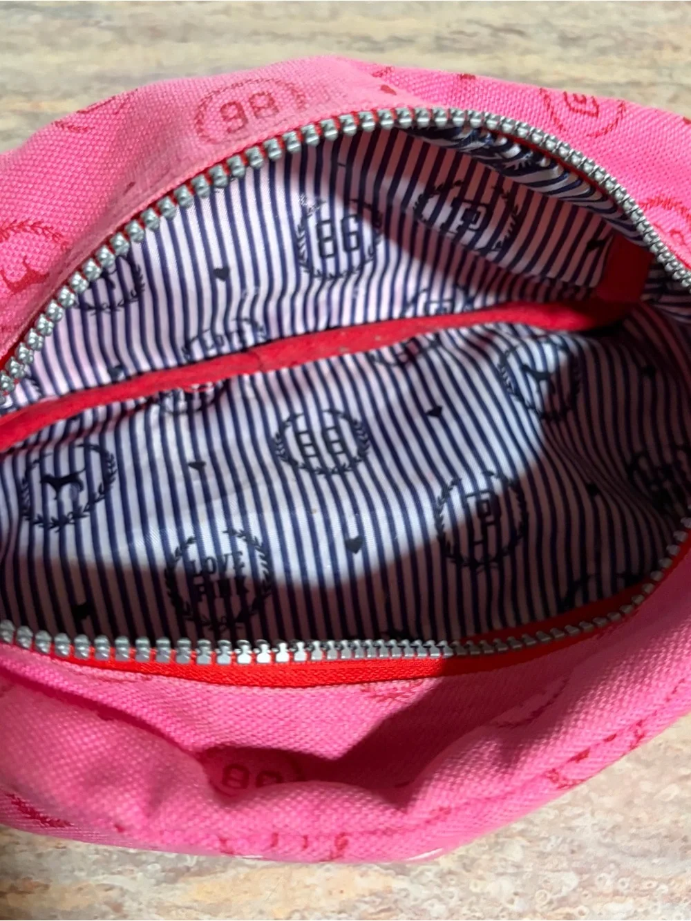Pink Victoria’s Secret Vintage Pink and White Pouch with Crest and Dog Logo